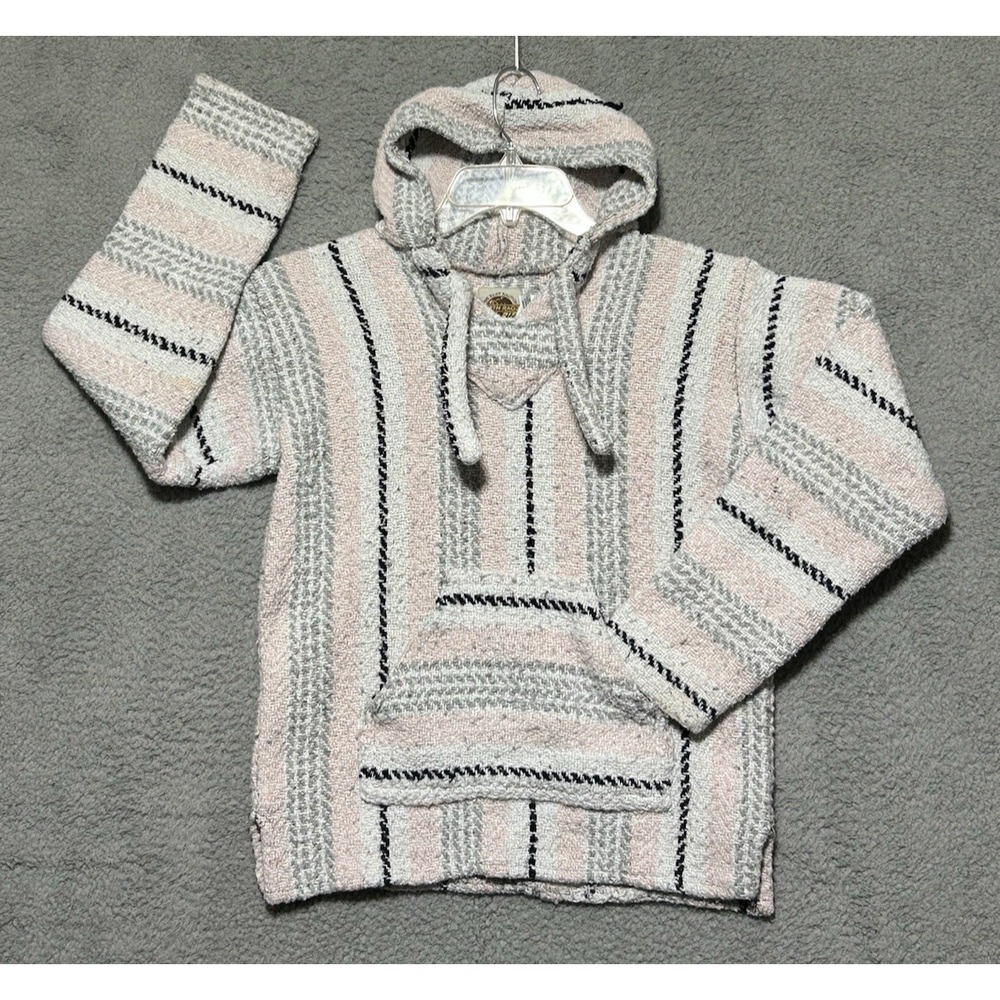 Earth Ragz Sweater Womens Small Pink Hoodie Poncho Sweatshirt Baja Drug Rug